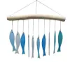 Product image 1 of the product “Glass Wind chime „Lissabon“, marine colors, Driftwood & recycled Glass 26x2x36 cm ”