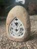  Product image 1 of the product “Riverstone Lantern with carved motiv on one side, Light can shine through. in the sizes from 35cm to 55cm, Natural finish ”