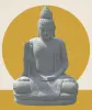  Product image 1 of the product “Seated Buddha with floral carving - Abhaya position. About 121 cm height. Natural stone (river stone), stonemasonry ”