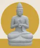  Product image 1 of the product “Seated Buddha with floral carving -Chakra position. About 152cm height. Natural stone (river stone), stonemasonry ”