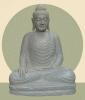  Product image 1 of the product “Seated Buddha made of Riverstone in Bhumisparsha - gesture of touching the earth, approx. 100cm height, natural ”