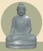  Product image 1 of the product “Seated Buddha made of Riverstone in Bhumisparsha - gesture of touching the earth, approx. 102cm height, natural ”
