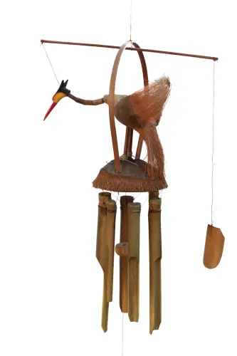 Product image of the product “Bamboo wind chime with a bird on top. The length is 30 cm. Natural ”