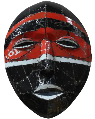 Product image of the product “Large Mask  - Modell 3, original color outside. Sculpture from upcyceled oil barrel. ”