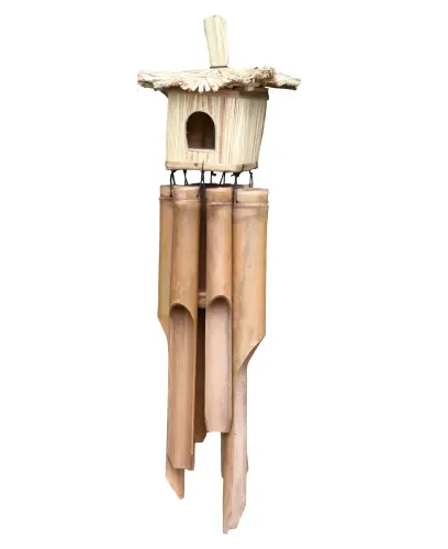 Product image of the product “Wind chime with square Strawhouse, 18x18x60 cm Bamboo & Straw ”