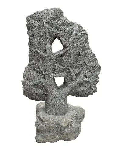 Product image of the product “Tree relief motif on both sides (2 pieces), 75 cm Height | Natural stone (Basanit), stonemasonry ”