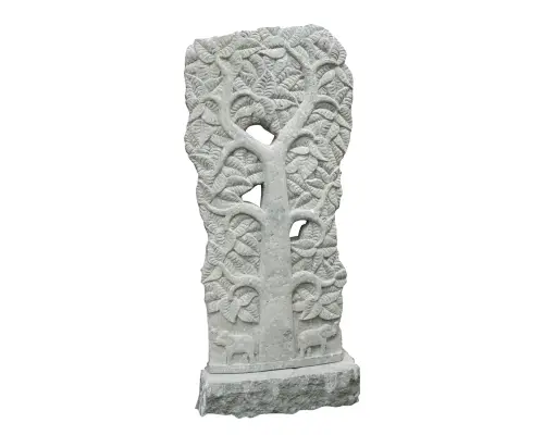 Product image of the product “Tree relief motif on both sides (2 pieces), 170 cm H | Natural stone (Basanit), stonemasonry ”