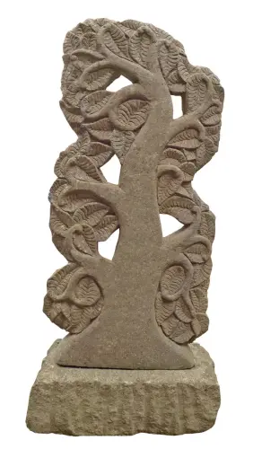 Product image of the product “Tree relief motif on both sides (2 pieces), 120 cm H  | Natural stone (Basanit), stonemasonry ”