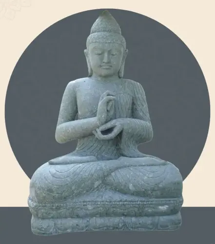 Product image of the product “Seated Buddha Dharmachakra, 206 cm Height, Basanite, Natural Green ”