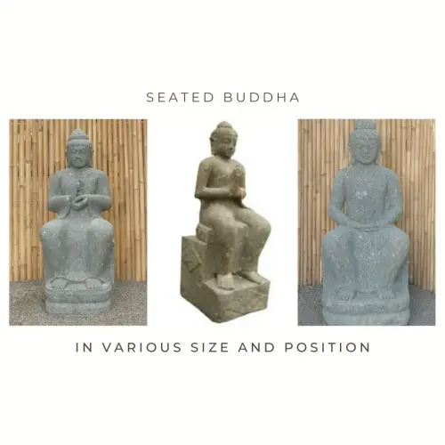 Product image of the product “Western style seated Indian Buddha, in various position, sizes from 75cm to 130cm, Natural finish ”