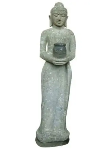 Product image of the product “Standing Buddha, Indian Style - with vessel, in the sizes from 100cm to 220cm, Natural finish ”