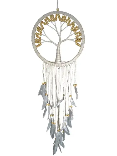 Product image of the product “Dreamcatcher, tree of life in creme color, in the sizes from 12cm to 27cm, Natural wooden Peals ”