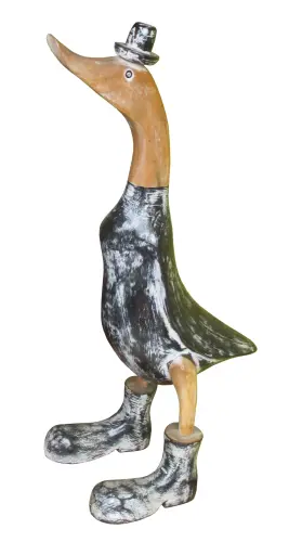 Product image of the product “Bamboo Duck, with hat & shoes in black - box of 9xS, 5xM, 3xL. Natural ”