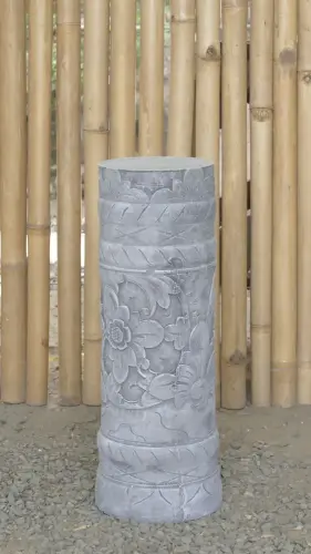 Product image of the product “Batur - Straight pedestal with flower motif, Ø 15cm, 45cm H | cast stone ”