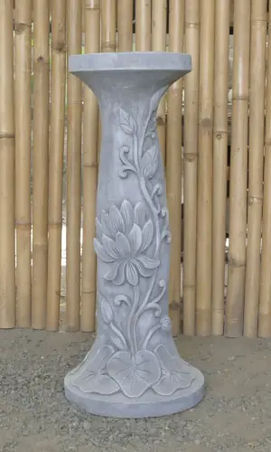Product image of the product “Rinjani - pedestal, tapered, with lotus motif, Ø 30cm, 71cm H | cast stone ”