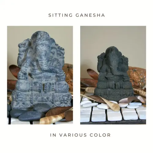 Product image of the product “Ganesha, seated - artificial stone, 15cm high, Antique finish and Olive color ”