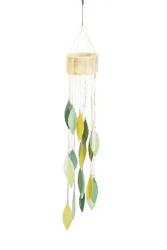 Product image of the product “Windchime spiral, hanger bamboo tube, glass shape leaves, diameter bamboo, green ”