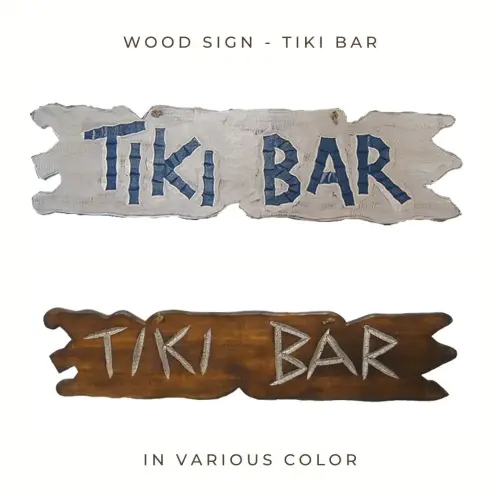 Product image of the product “Wood Sign - Retro ''Tiki Bar'' , Available in White and Brown color ”