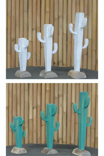 Product image of the product “Cacti made from wood. Set of 3 in defferent sizes. Available in green and white color ”