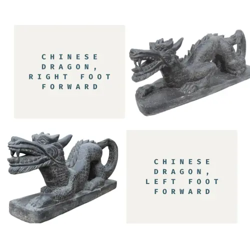 Product image of the product “Chinese Dragon, 120cm Length. In the position left and right foot forward. Stone cast, handcrafted & coloured ”