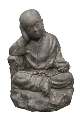 Product image of the product “Sitting monk with bowl, in the sizes 20cm and 43cm, Antique Finish ”