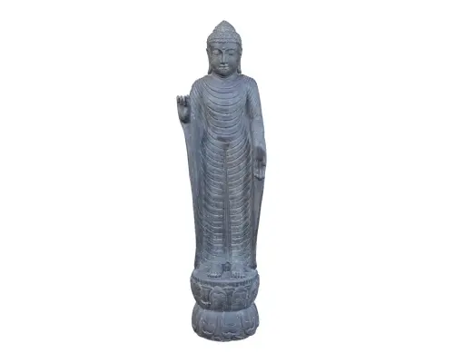 Product image of the product “Standing Buddha, 150 cm height, cast stone, handcrafted & coloured ”