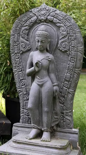 Product image of the product “Standing Buddha Relief, in the sizes from 100cm to 130cm, Antique finish ”