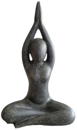 Product image of the product “Sitting woman in yoga position - Arms High, in the sizes from 30 to 125cm, cast stone, antique finish ”