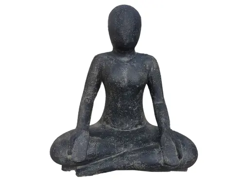 Product image of the product “Sitting woman in yoga position - Lotus Position, in the sizes from 30 to 130cm, cast stone, antique finish ”