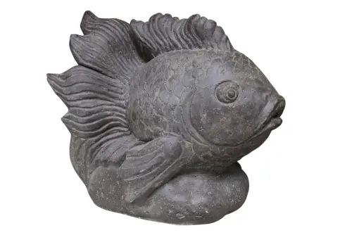 Product image of the product “Fish on base as water feature, 65 cm L | Cast stone, handcrafted & coloured ”