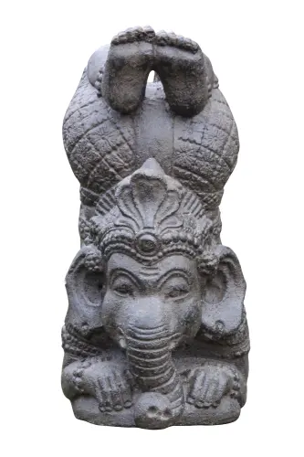 Product image of the product “Ganesha with headstand in lotus pose , 35cm height, cast stone, handcrafted & coloured ”