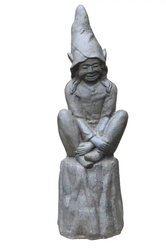 Product image of the product “Sitting goblin on base, cast stone - antique finish ”