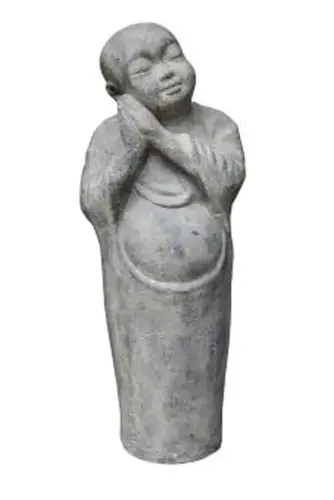 Product image of the product “Standing monk child, 80 cm height, cast stone, hollow, handcrafted & coloured ”