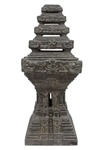 Product image of the product “Java Temple, hollow cast with horizontal cuts. 40 x 40 x 100cm. Stone cast, handcrafted & coloured ”