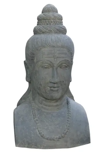 Product image of the product “Shiva bust, model 2 without snakes, 115cm height, cast stone, hollow, handcrafted & coloured ”