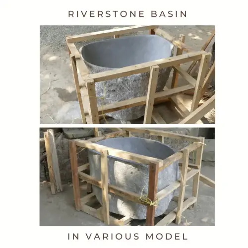 Product image of the product “Basin from Riverstone, Natural surface, polished inside. Dia approx 81-85. Height 51-55 ”