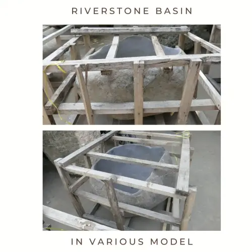 Product image of the product “Basin from Riverstone, Natural surface, polished inside. Dia approx 86-90. Height 51-55 ”