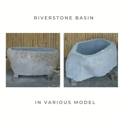 Product image of the product “Basin from Riverstone, Natural surface, polished inside. Dia approx 91-100. Height 41-50 ”