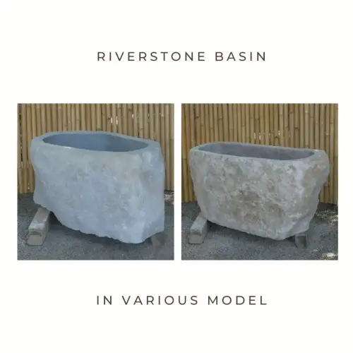 Product image of the product “Riverstone basin, natural surface, polished inside. Dia approx 101-110. Height 51-60 ”
