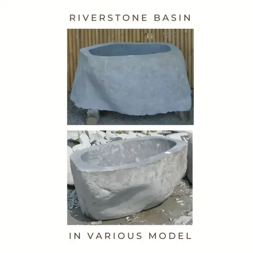 Product image of the product “Riverstone basin, natural surface, polished inside. Dia approx 101-110. Height 61-70 ”