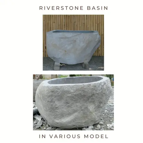 Product image of the product “Riverstone basin, natural surface, polished inside. Dia approx 121-130cm Height 51-60cm ”