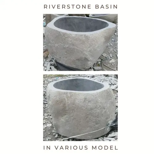 Product image of the product “Riverstone basin, natural surface, polished inside. Dia approx 121-130cm Height 71-80cm ”