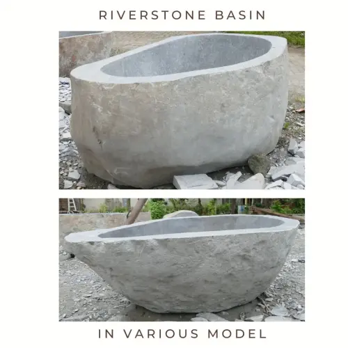 Product image of the product “Riverstone basin, natural surface, polished inside. Dia approx 131-140cm Height 71-80cm ”