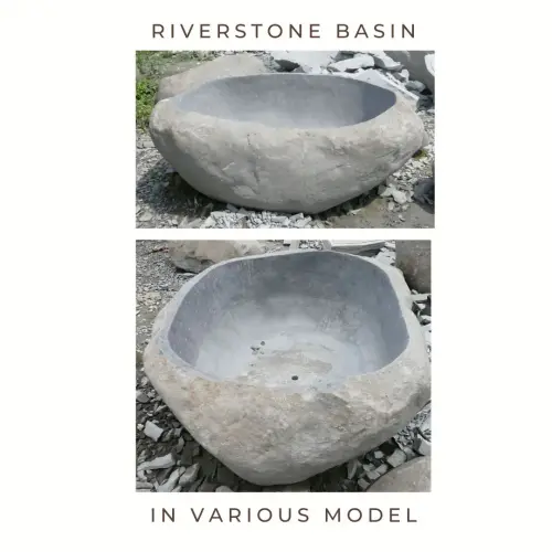 Product image of the product “Riverstone basin, natural surface, polished inside. Dia approx 151-160cm Height 61-70cm ”