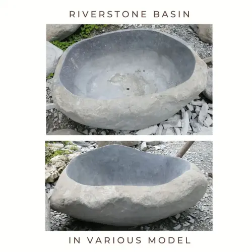 Product image of the product “Riverstone basin, natural surface, polished inside. Dia approx 161-170cm Height 71-80cm ”