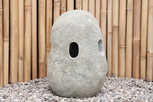 Product image of the product “Garden lantern, pierced, natural stone (Riverstone), stonemasonry, in the sizes from 35cm to 65cm ”