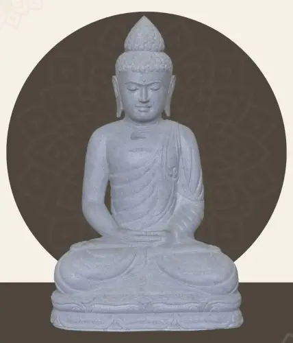 Product image of the product “Seated Buddha made of Riverstone in Dhyana position - gesture of meditation, H.83 cm, natural. ”