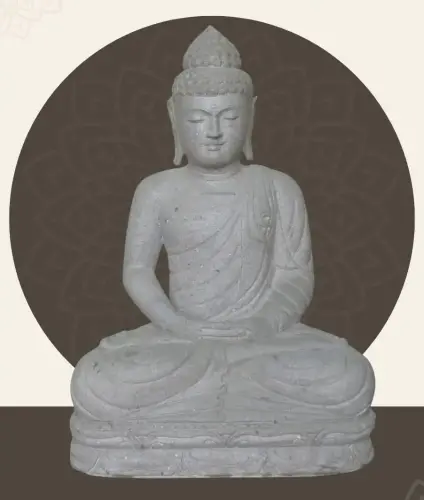 Product image of the product “Seated Buddha made of Riverstone in Dhyana position - gesture of meditation, H.83 cm, natural. ”