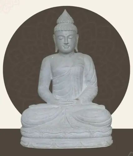 Product image of the product “Seated Buddha made of Riverstone in Dhyana position - gesture of meditation, H.102,5 cm, natural. ”