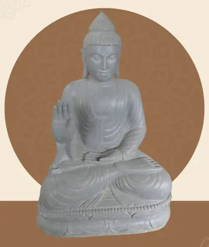 Product image of the product “Seated Buddha made of Riverstone in Abhaya Position - gesture of fearlessness, H.108 cm. ”
